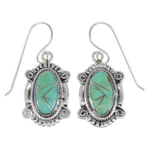Turquoise Southwest Silver Hook Dangle Earrings YX78993